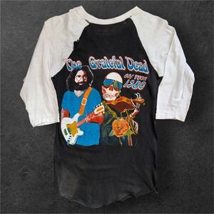 Grateful Dead 1980 Tour Raglan Baseball Tee Mens XS 3/4 Sleeve Concert Shirt